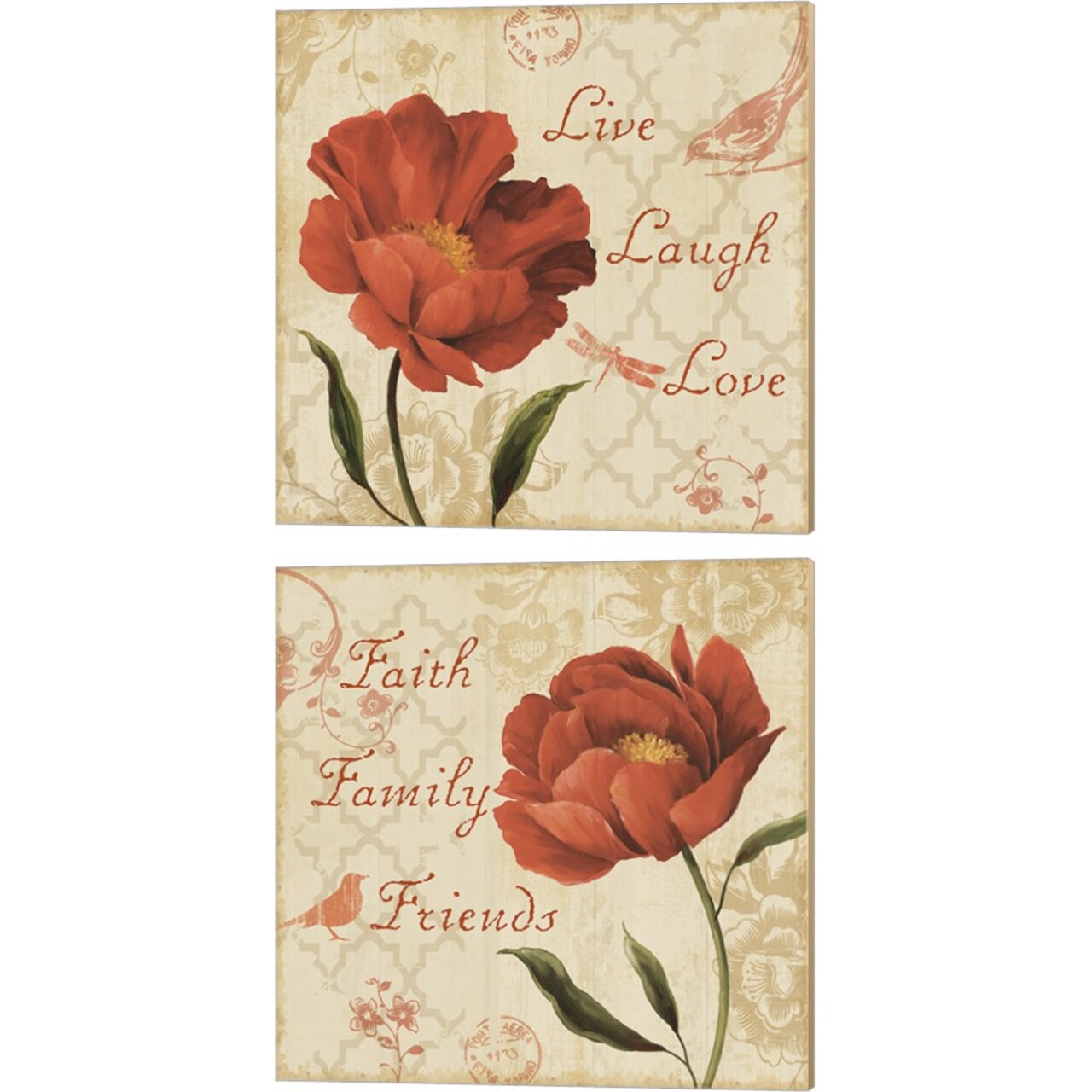 Live Laugh Love & Faith Family Friends by Lisa Audit 14" x 14" Canvas Wall Art (Set of 2)